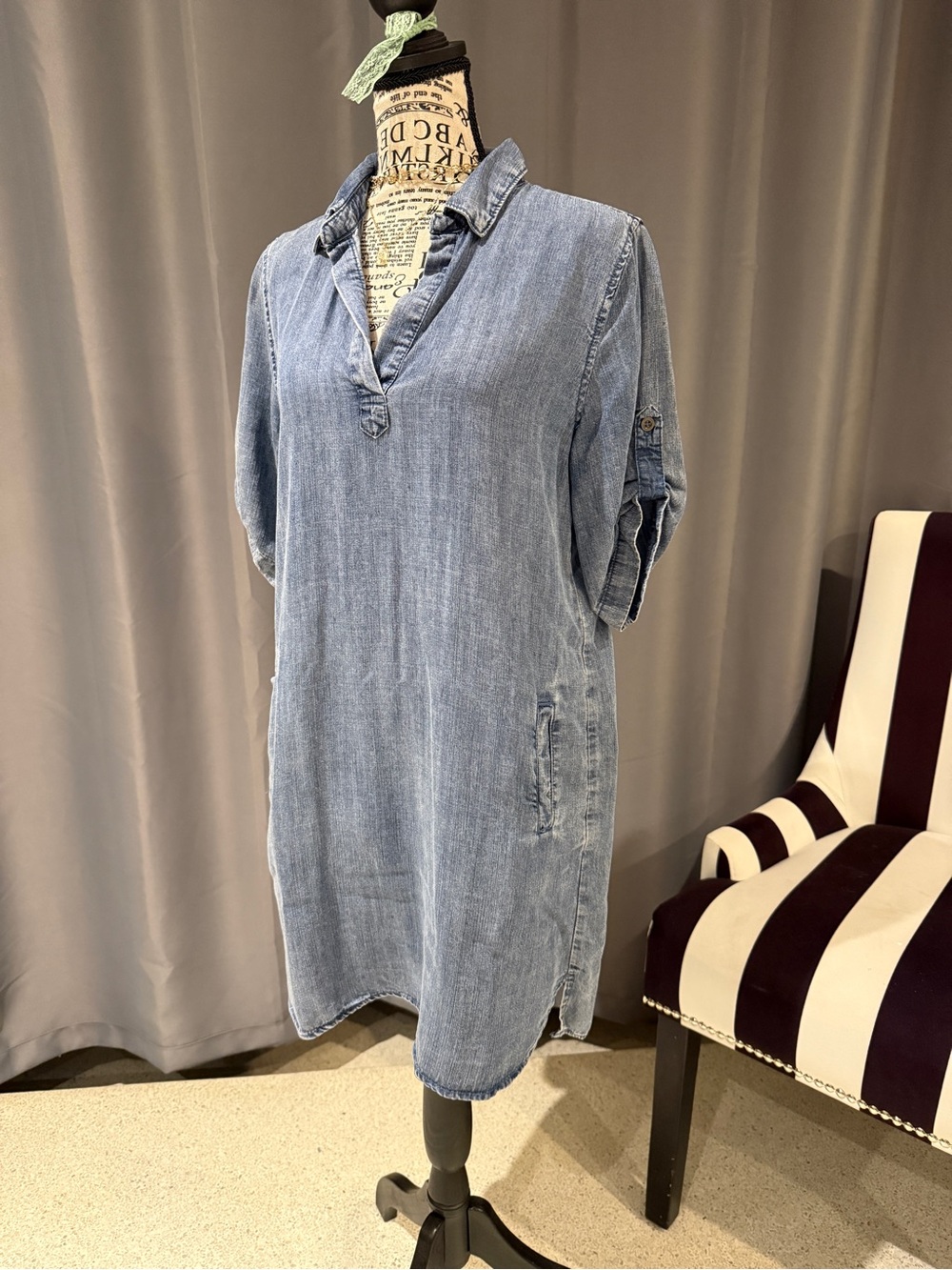 Lightwash Denim Tunic Dress - Picture 2 of 10